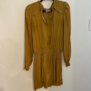 Mustard silky lily rain dress - size medium